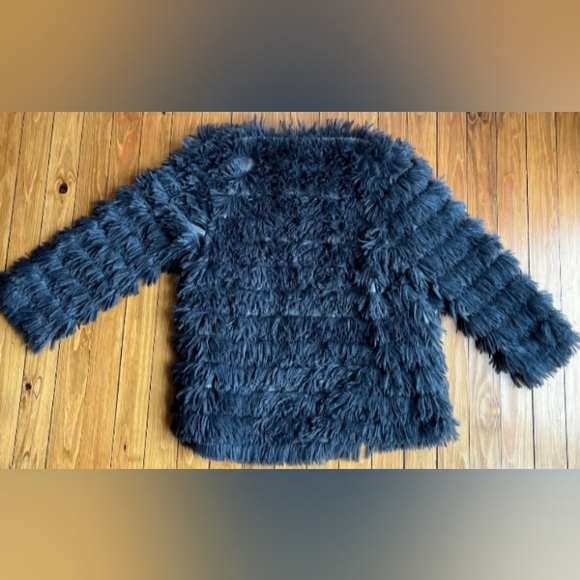 Blue-Black Eyelash Fringe Faux Fur Jacket by Maude sz Medium - Picture 4 of 6